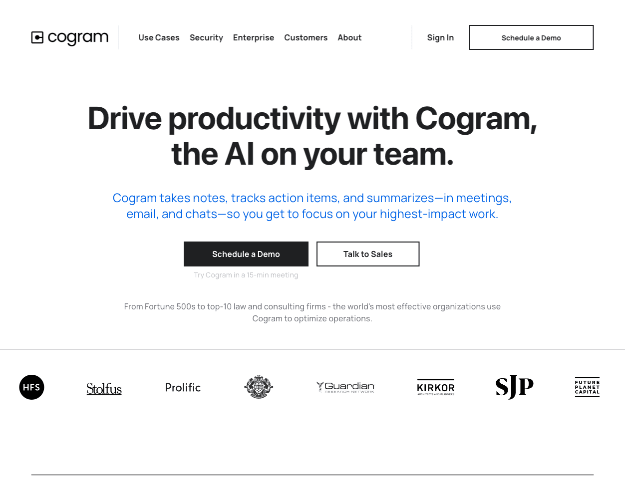 Screenshot of Cogram Website