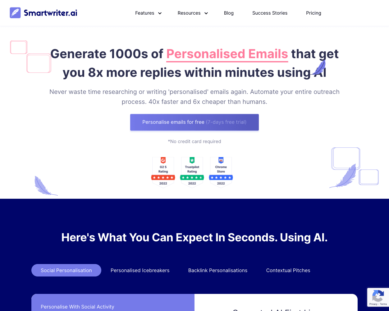 Screenshot of Smartwriter.ai Website