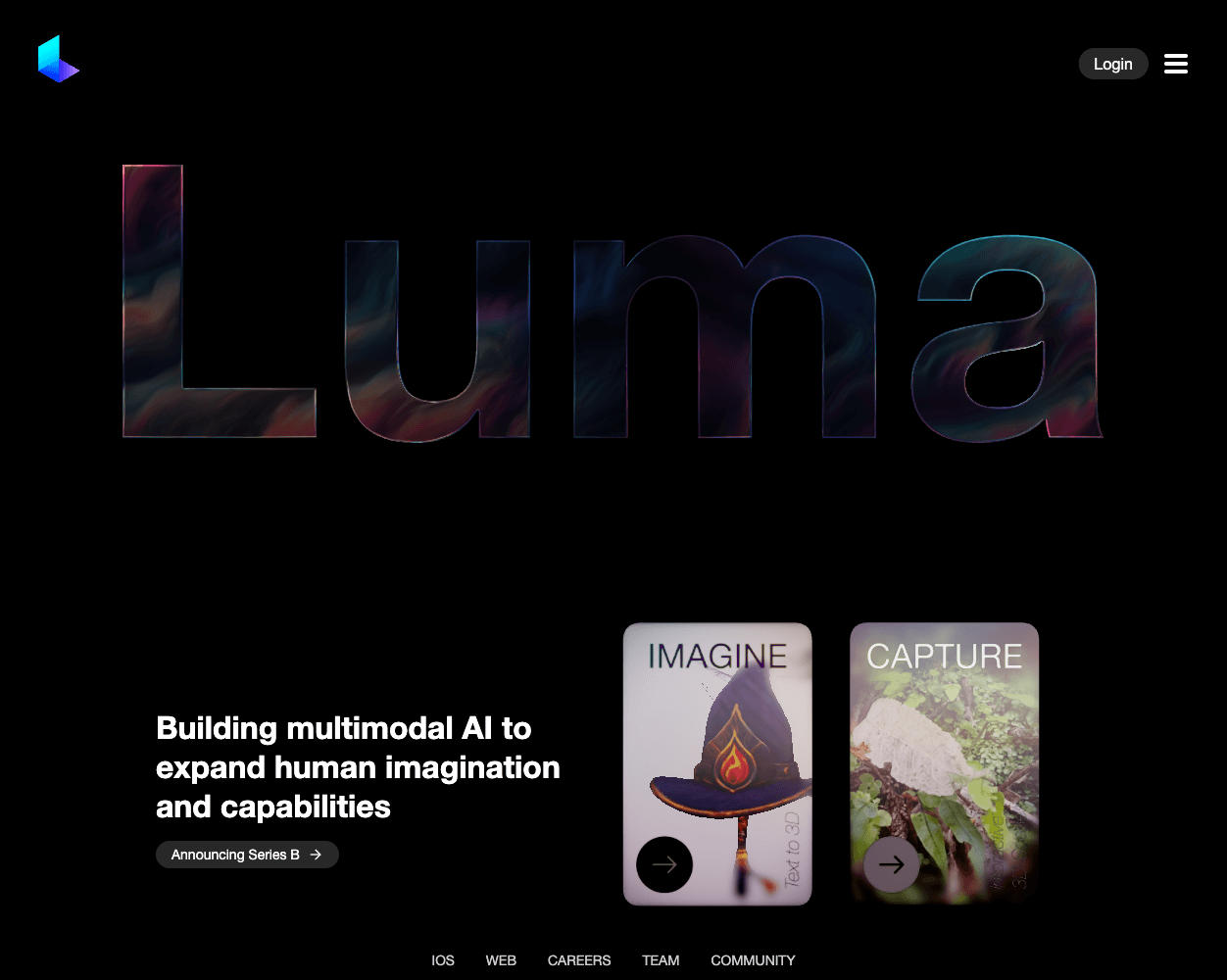 Screenshot of Luma.ai Website