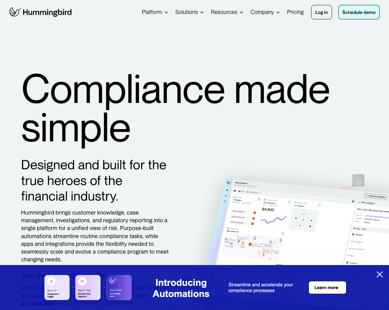 Screenshot of Hummingbird Website