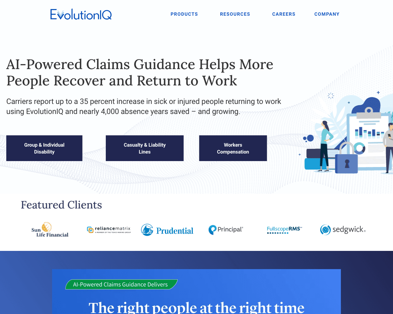 Screenshot of EvolutionIQ Website