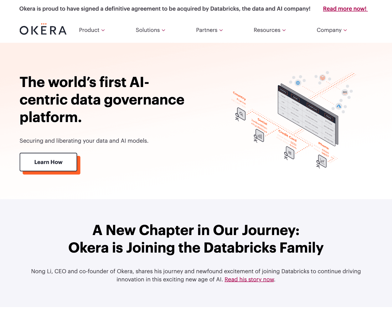 Screenshot of Okera Website