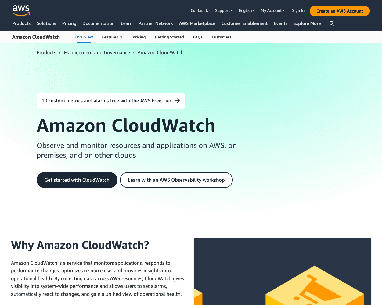 Screenshot of Amazon Cloudwatch Website