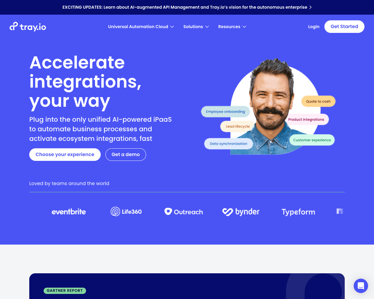 Screenshot of tray.io Website