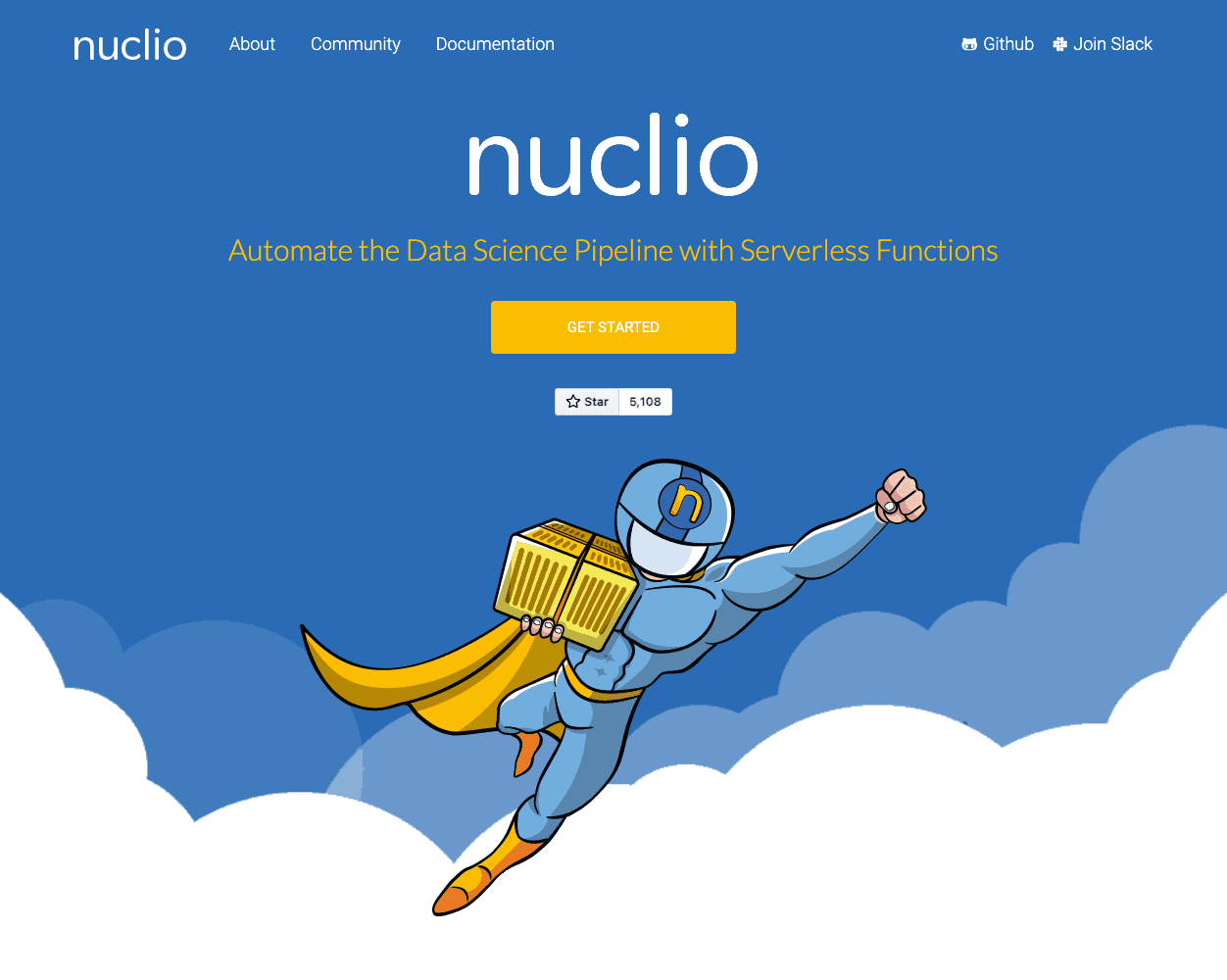 Screenshot of Nuclio Website