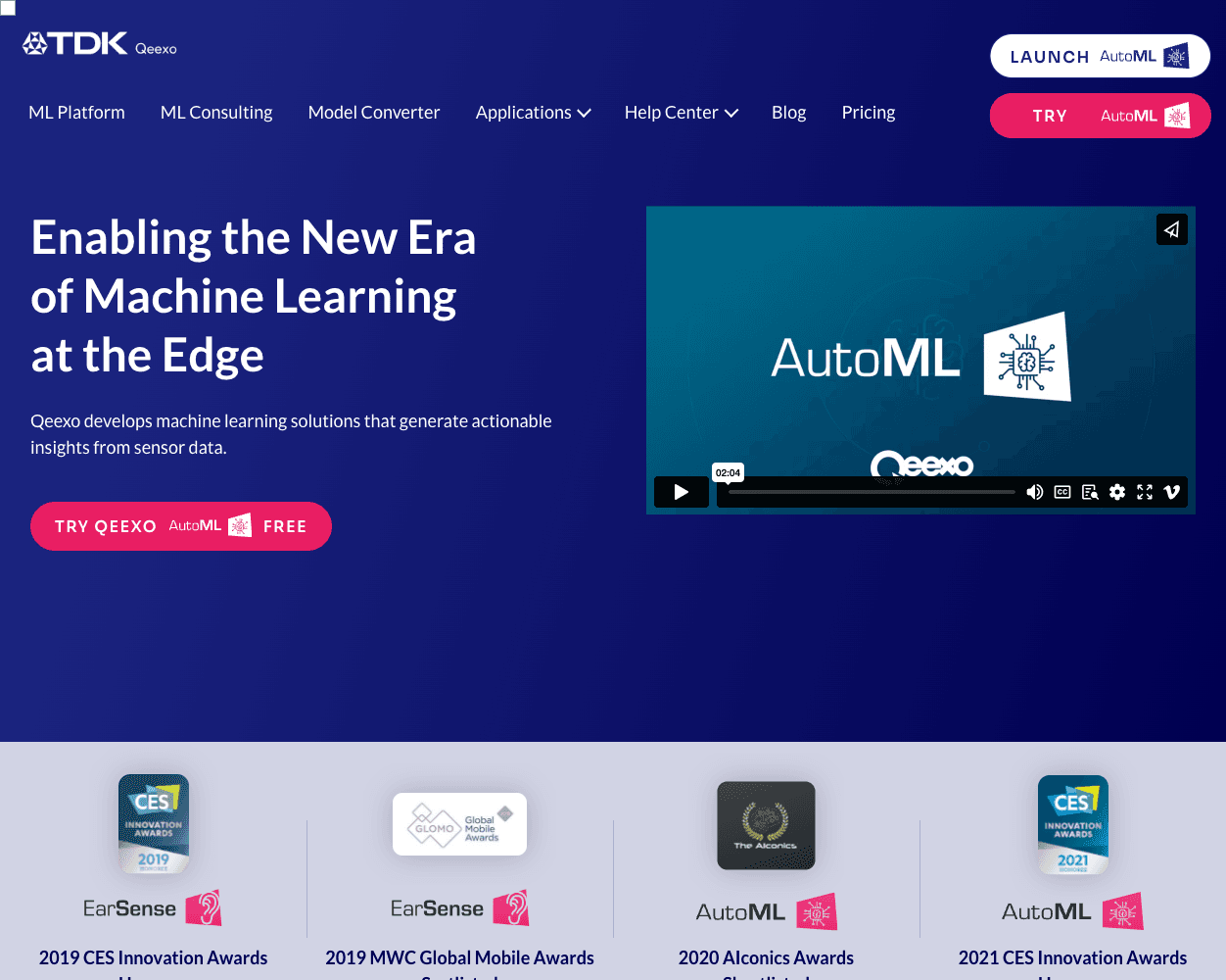 Screenshot of Qeexo Website