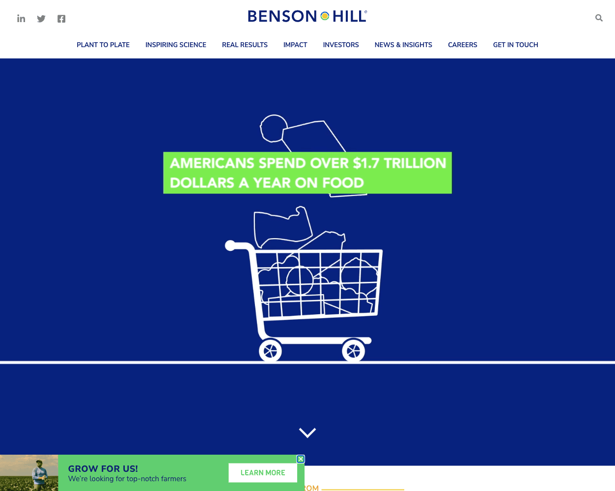 Screenshot of BensonHill Website