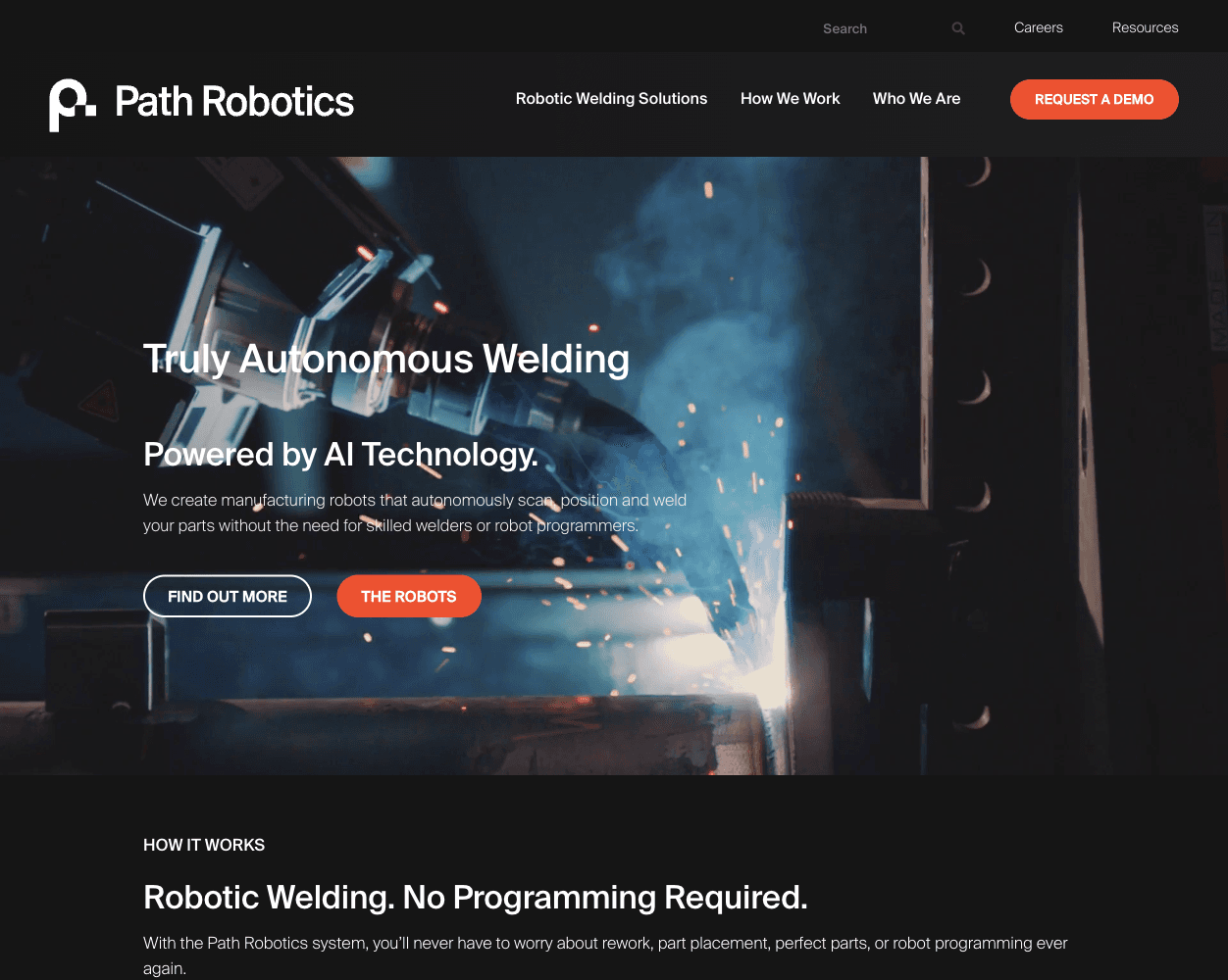 Screenshot of Path Robotics Website