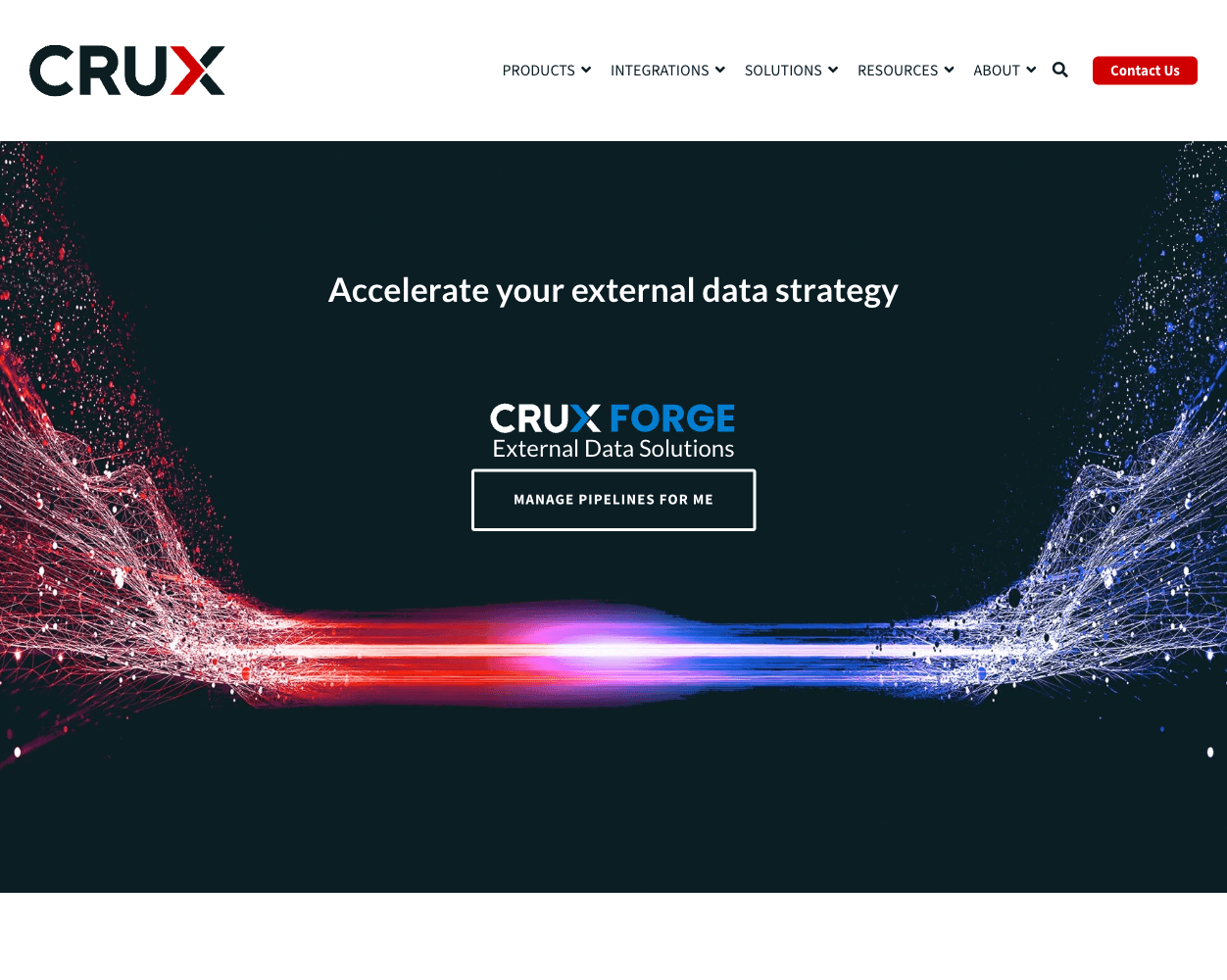 Screenshot of Crux Data Website