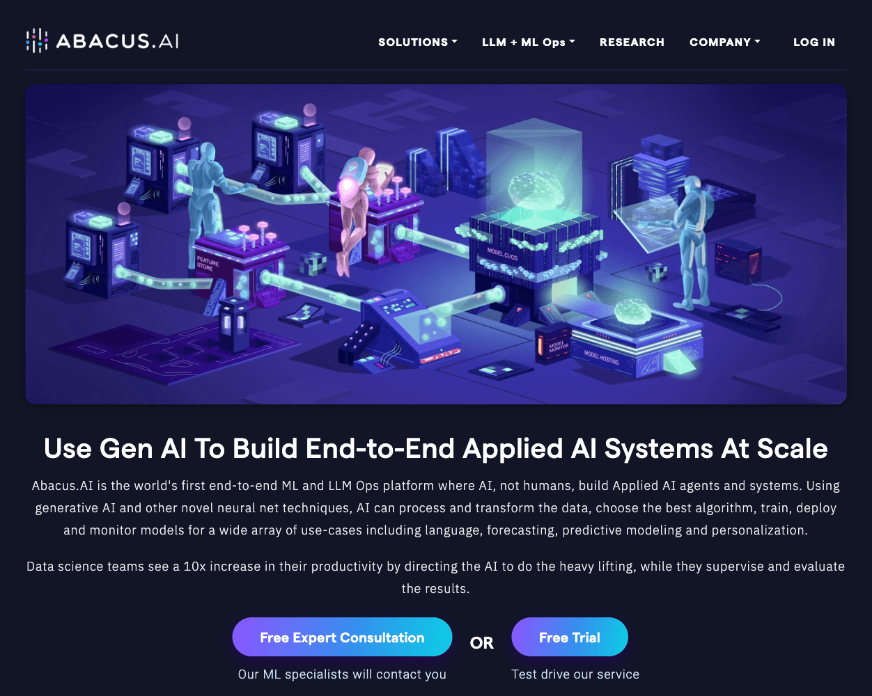 Screenshot of Abacus.ai Website