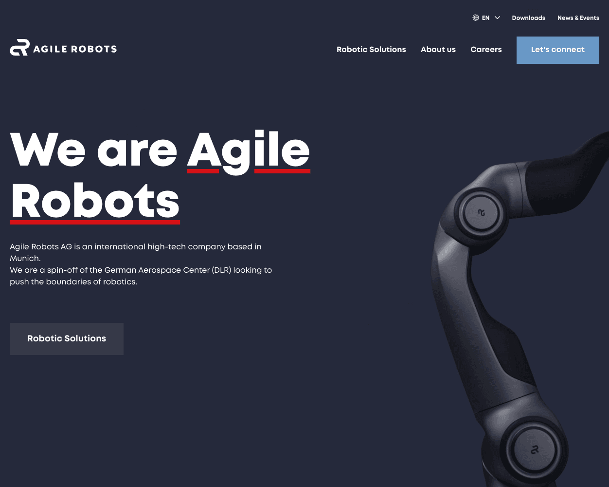 Screenshot of Agile Robots Website