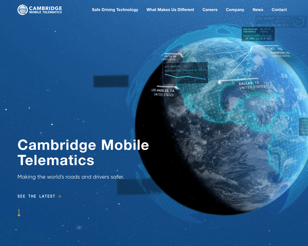 Screenshot of Cambridge Mobile Telematics Website