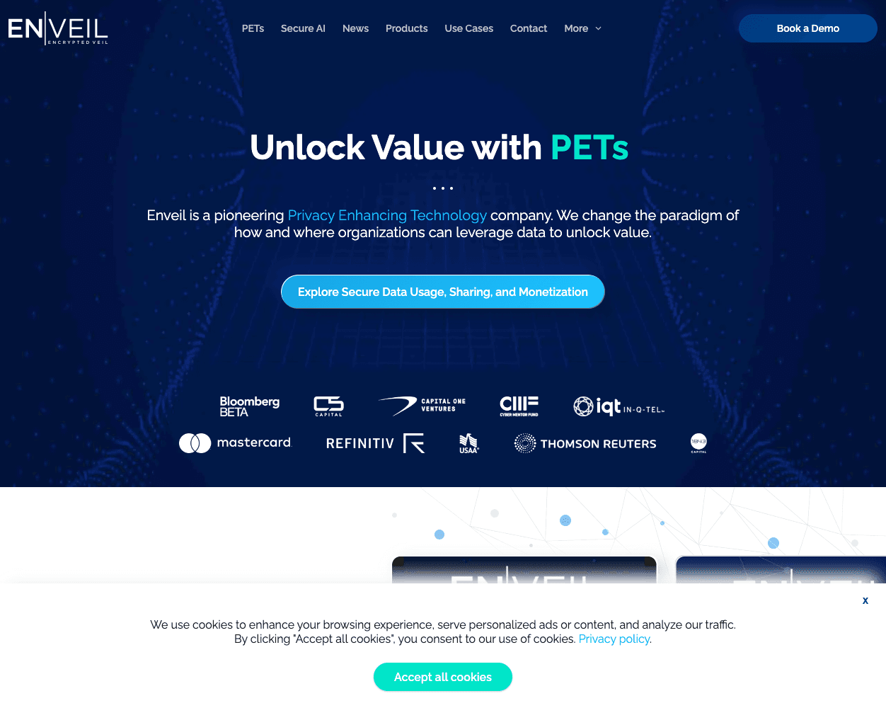 Screenshot of Enveil Website