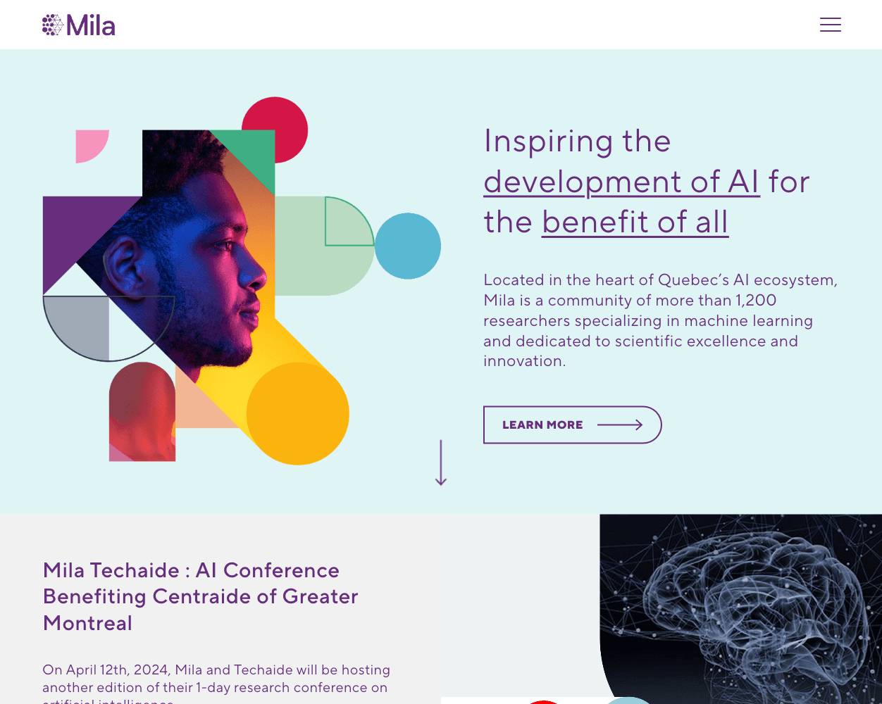 Screenshot of MILA Website