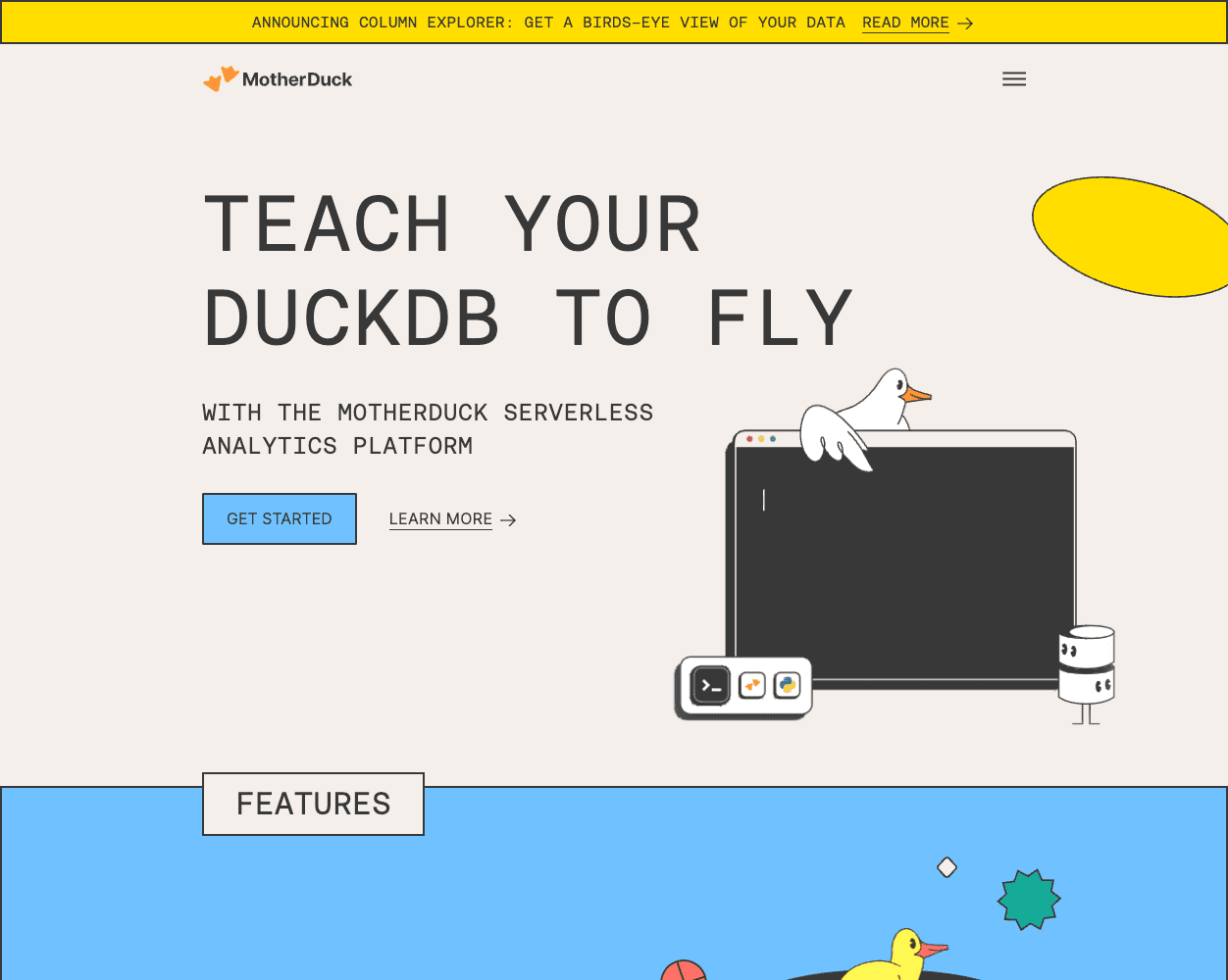 Screenshot of MotherDuck Website