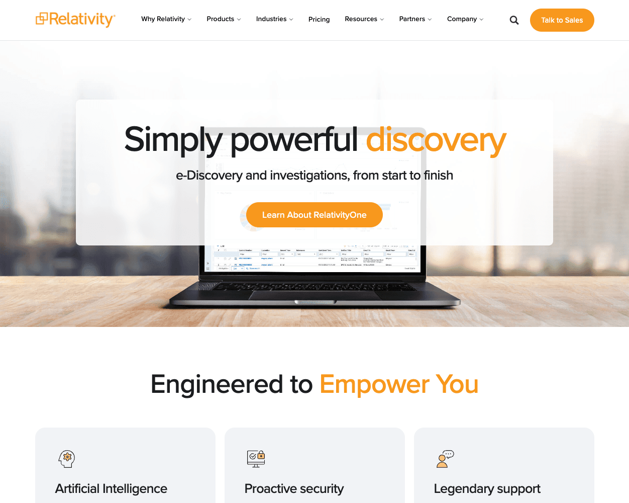 Screenshot of Relativity Website