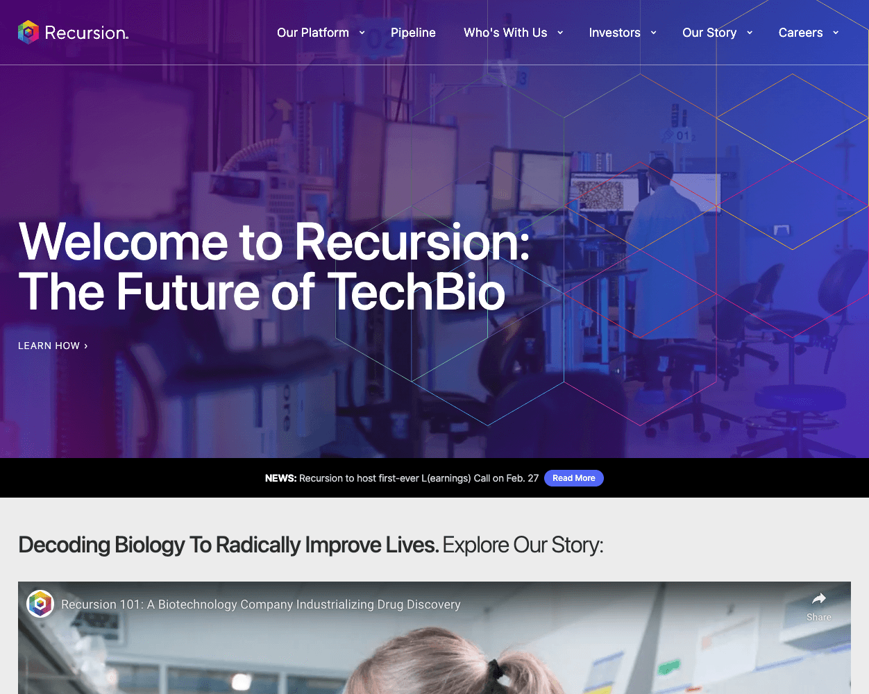 Screenshot of Recursion Website