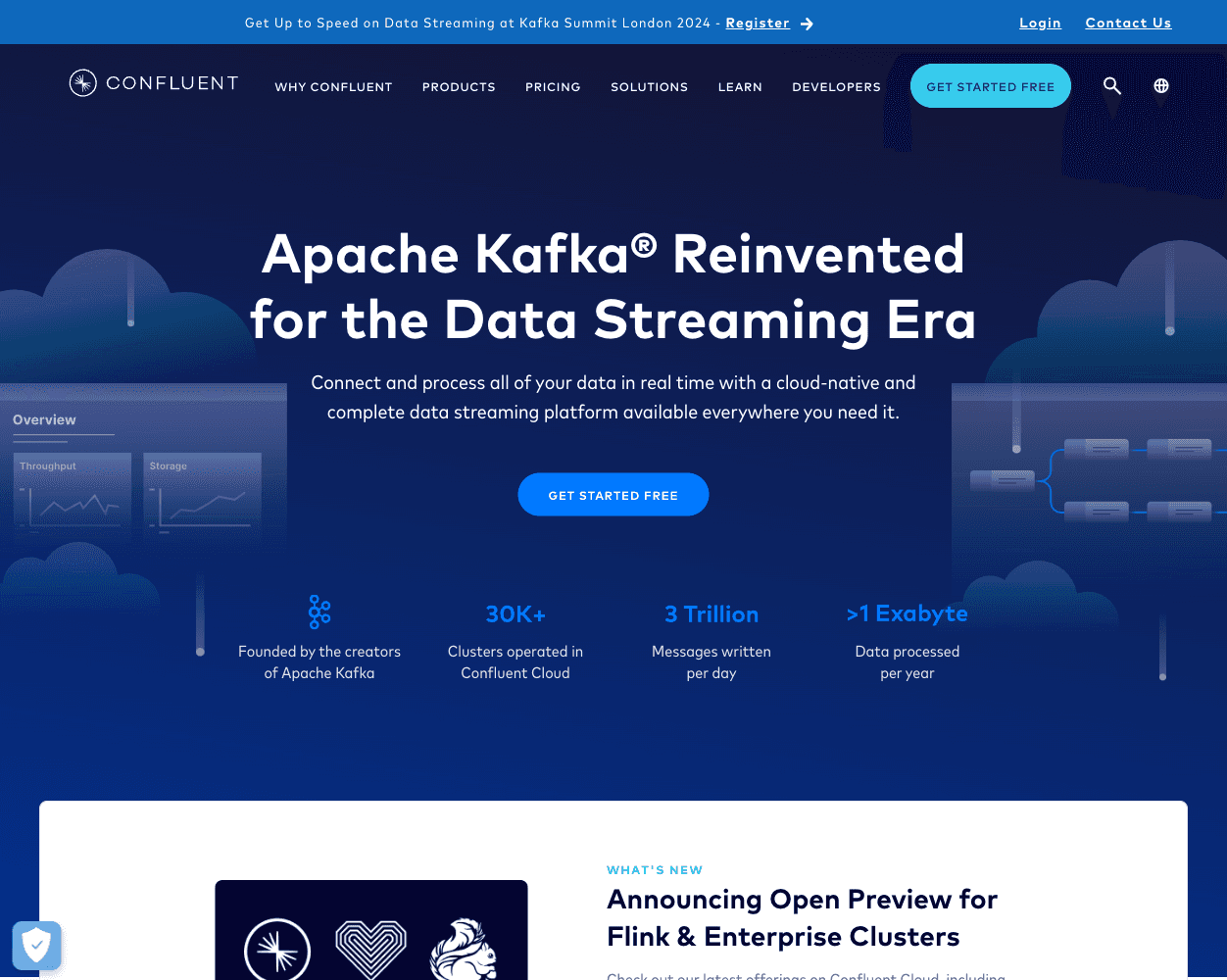 Screenshot of Confluent Website