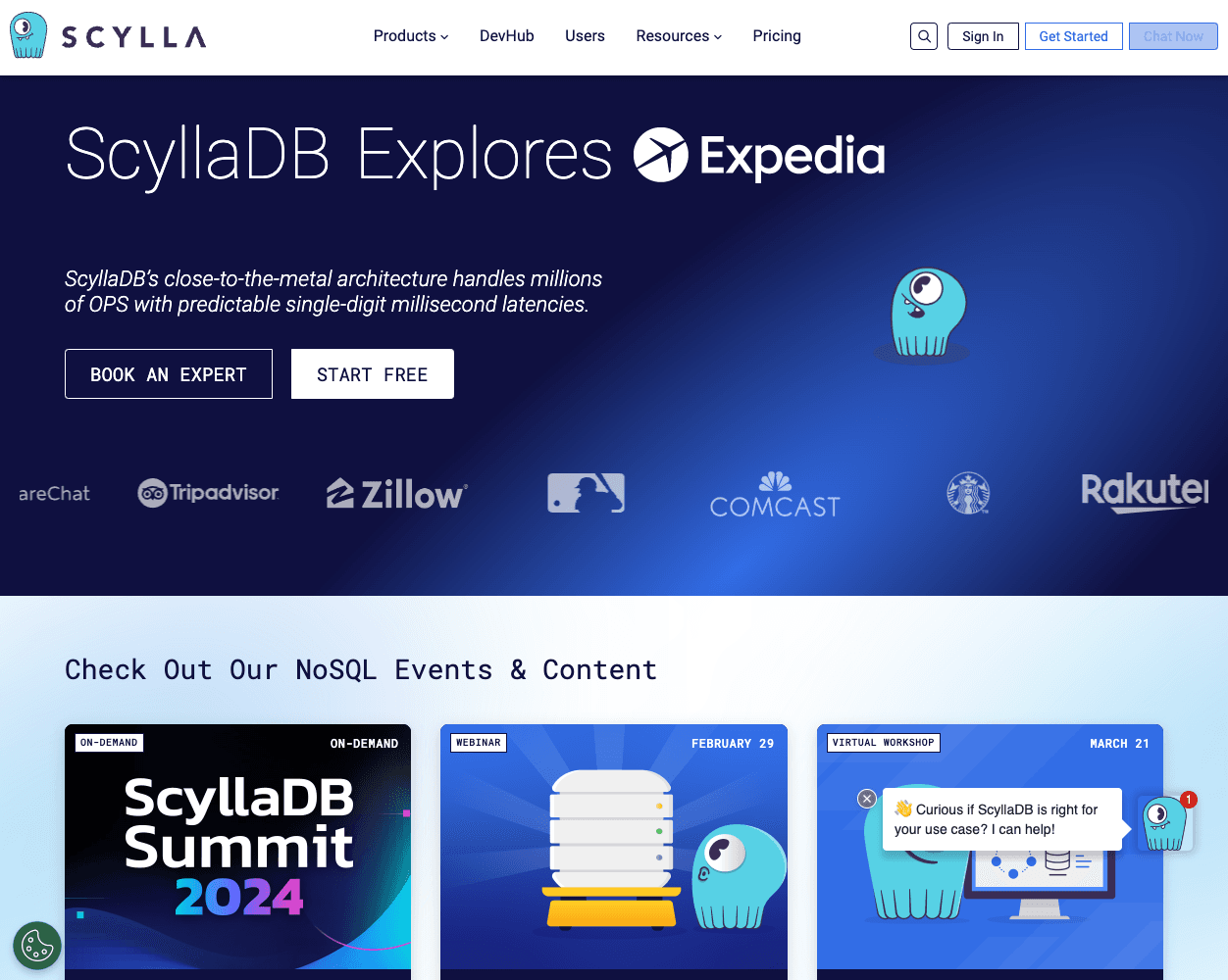 Screenshot of ScyllaDB Website