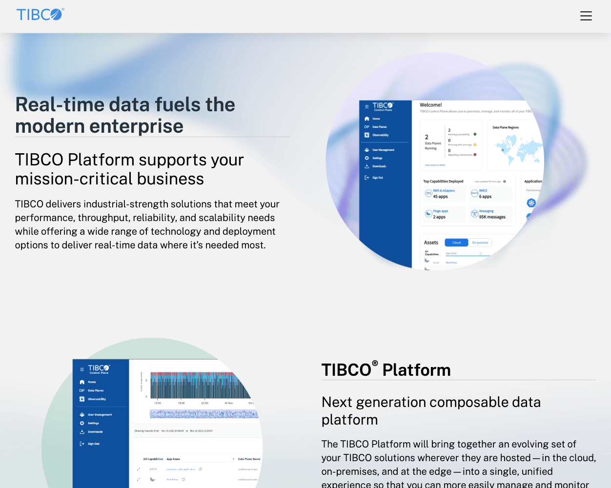 Screenshot of Tibco Website