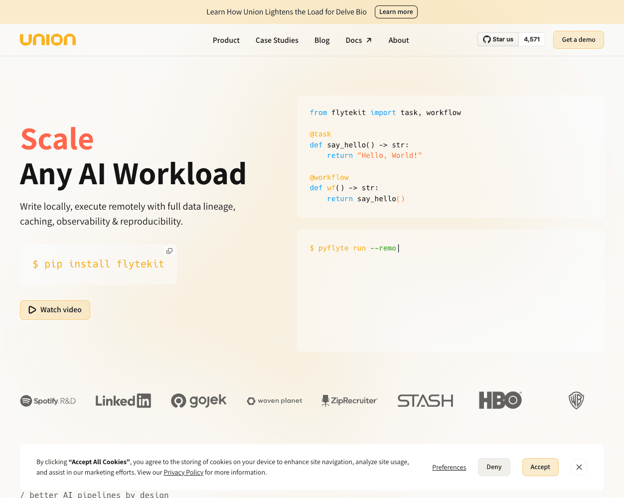 Screenshot of Union.ai Website