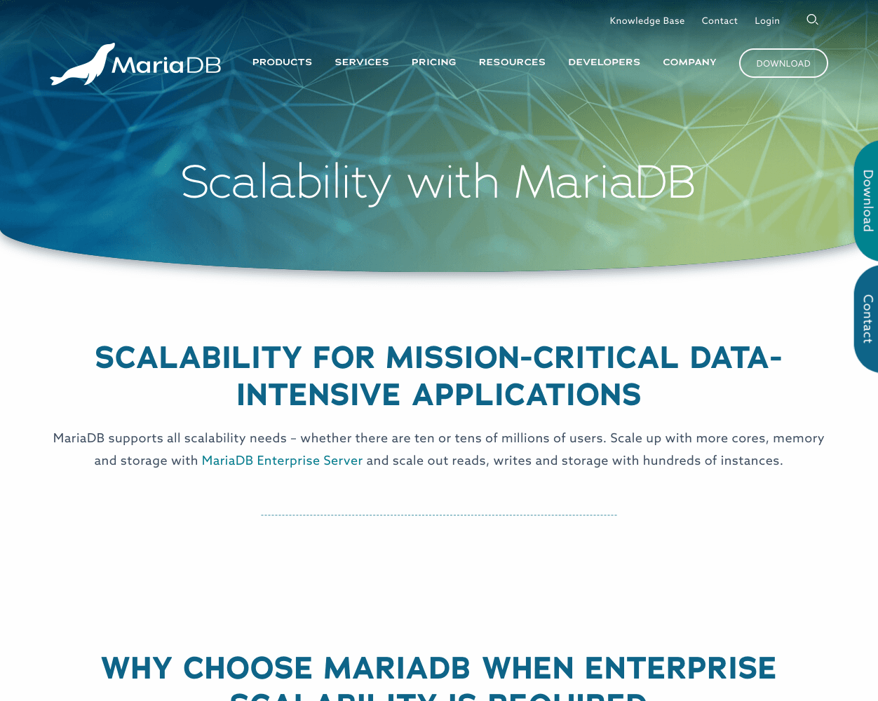 Screenshot of MariaDB Xpand Website