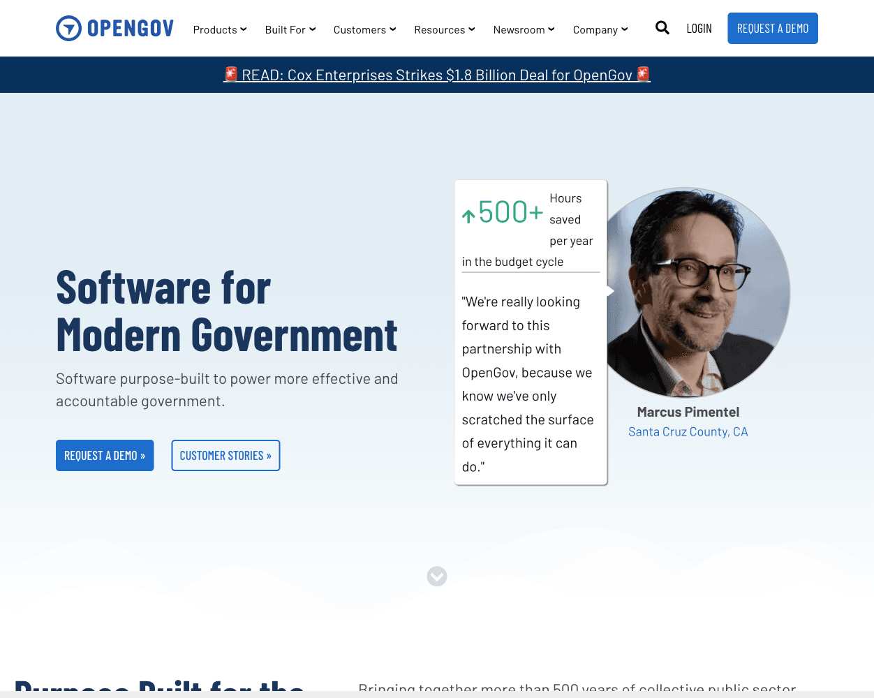 Screenshot of Opengov Website