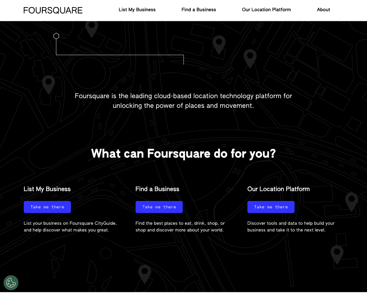 Screenshot of Foursquare Website