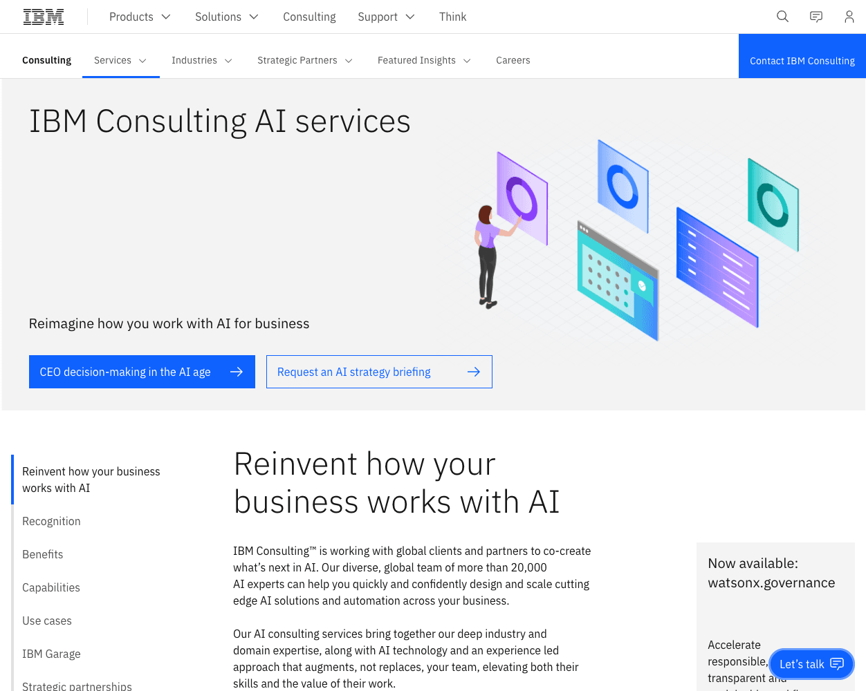 Screenshot of IBM AI Consulting Website