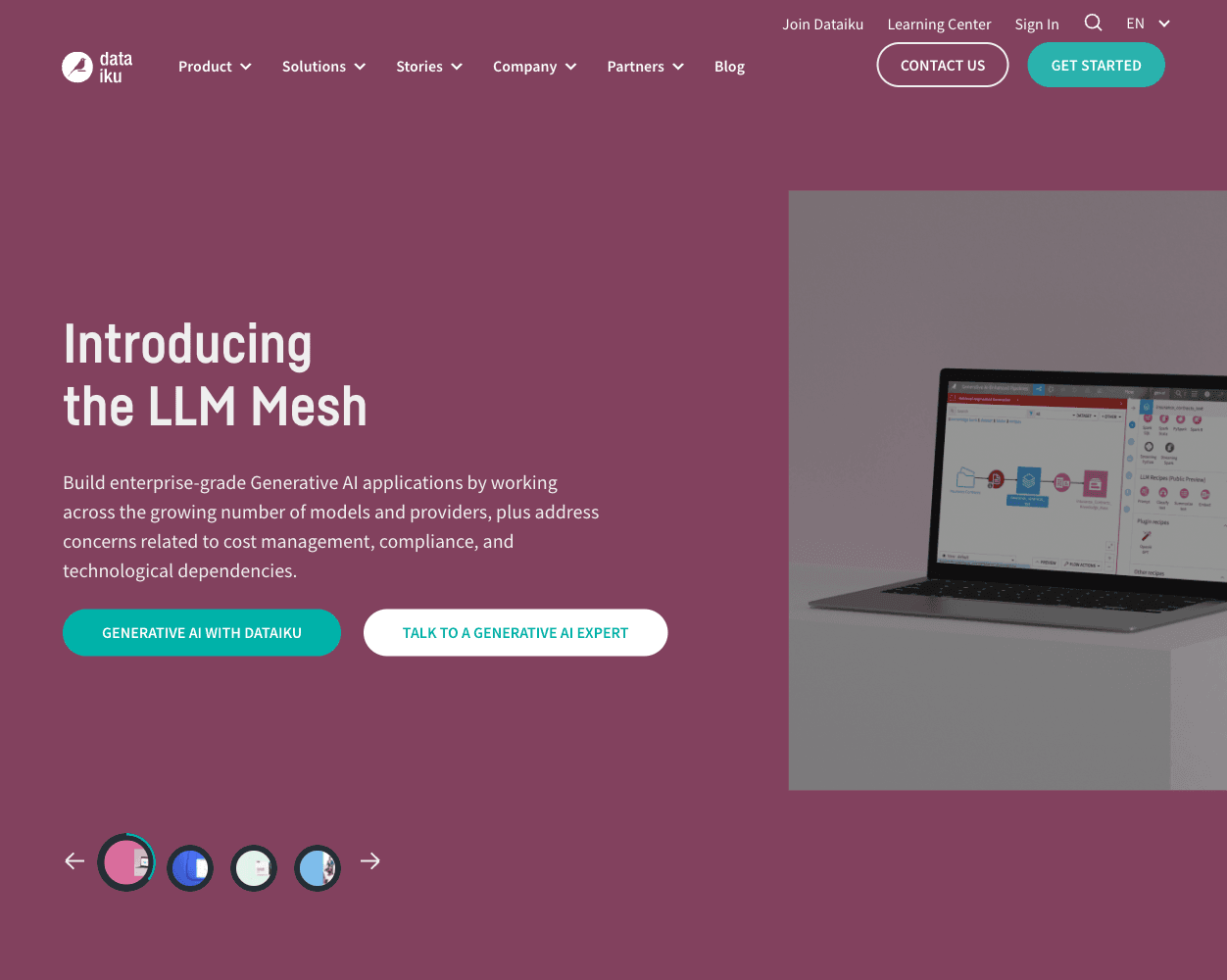 Screenshot of Dataiku Website