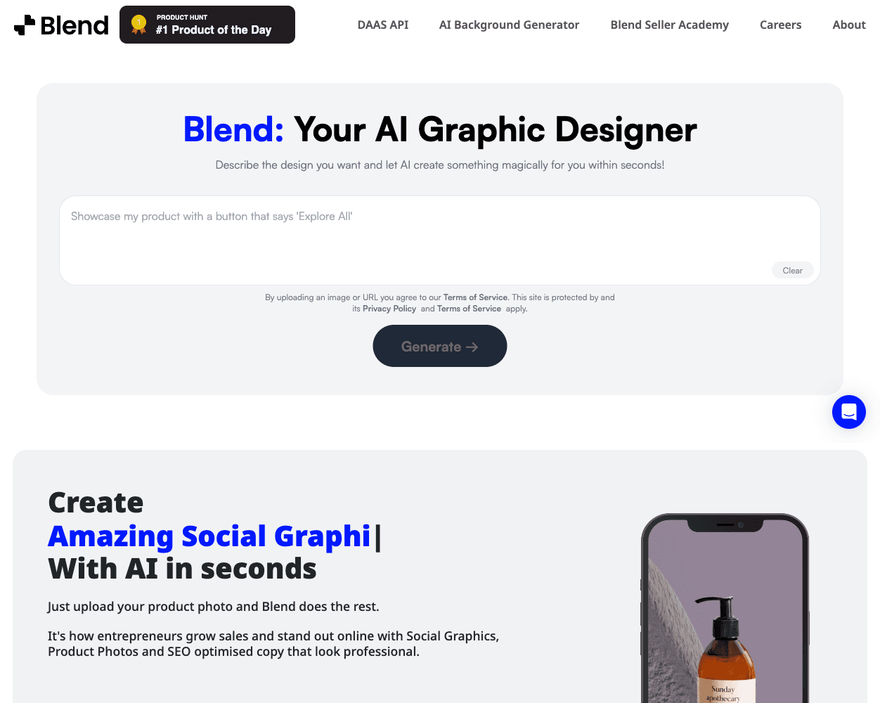 Screenshot of Blend Website