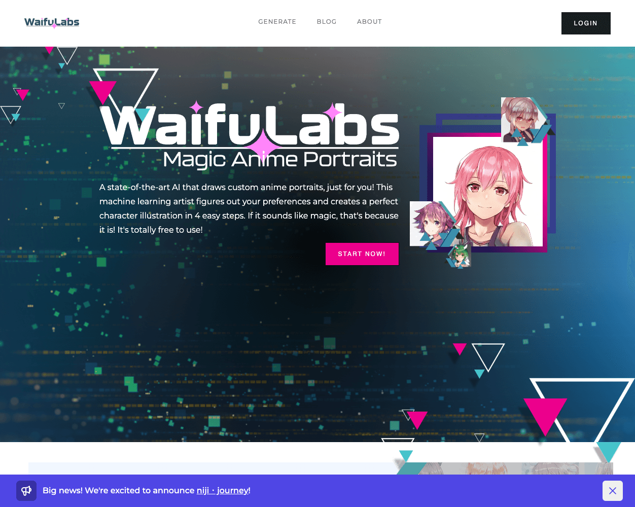 Screenshot of Waifu Labs Website