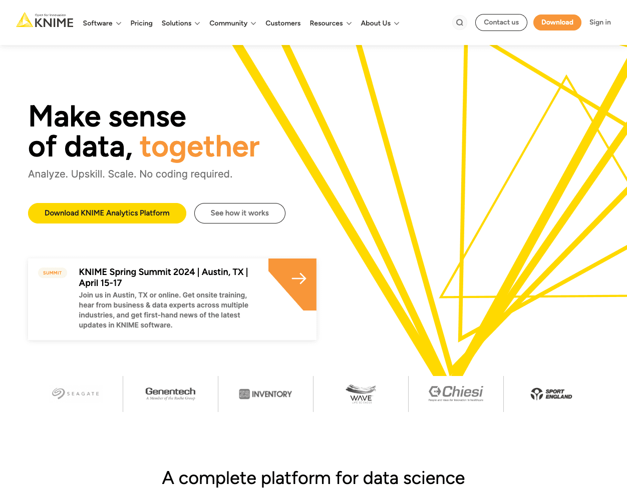 Screenshot of Knime Website