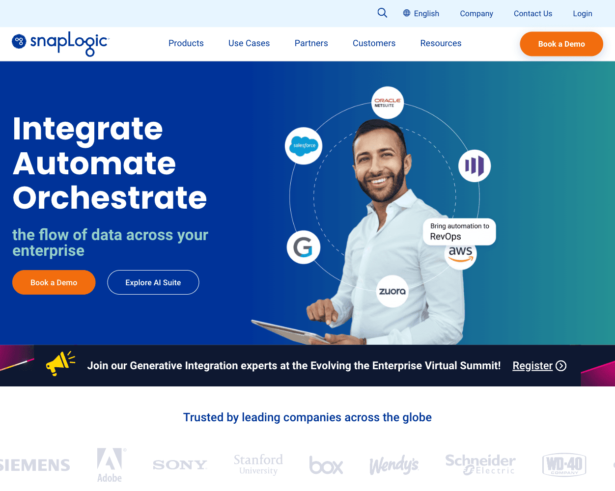 Screenshot of SnapLogic Website