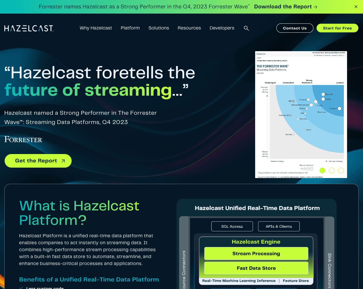 Screenshot of Hazelcast Website