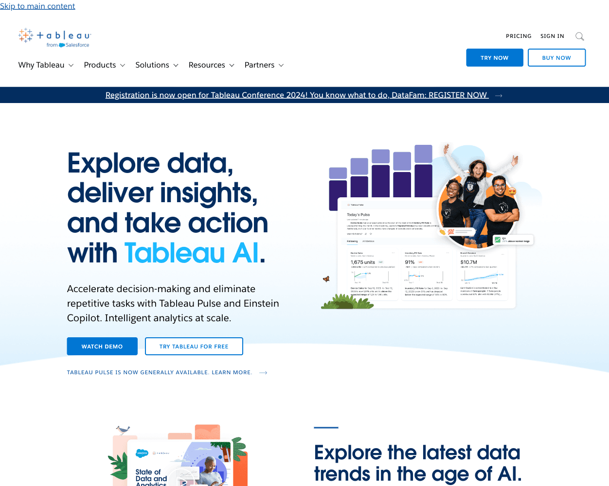 Screenshot of Tableau Website