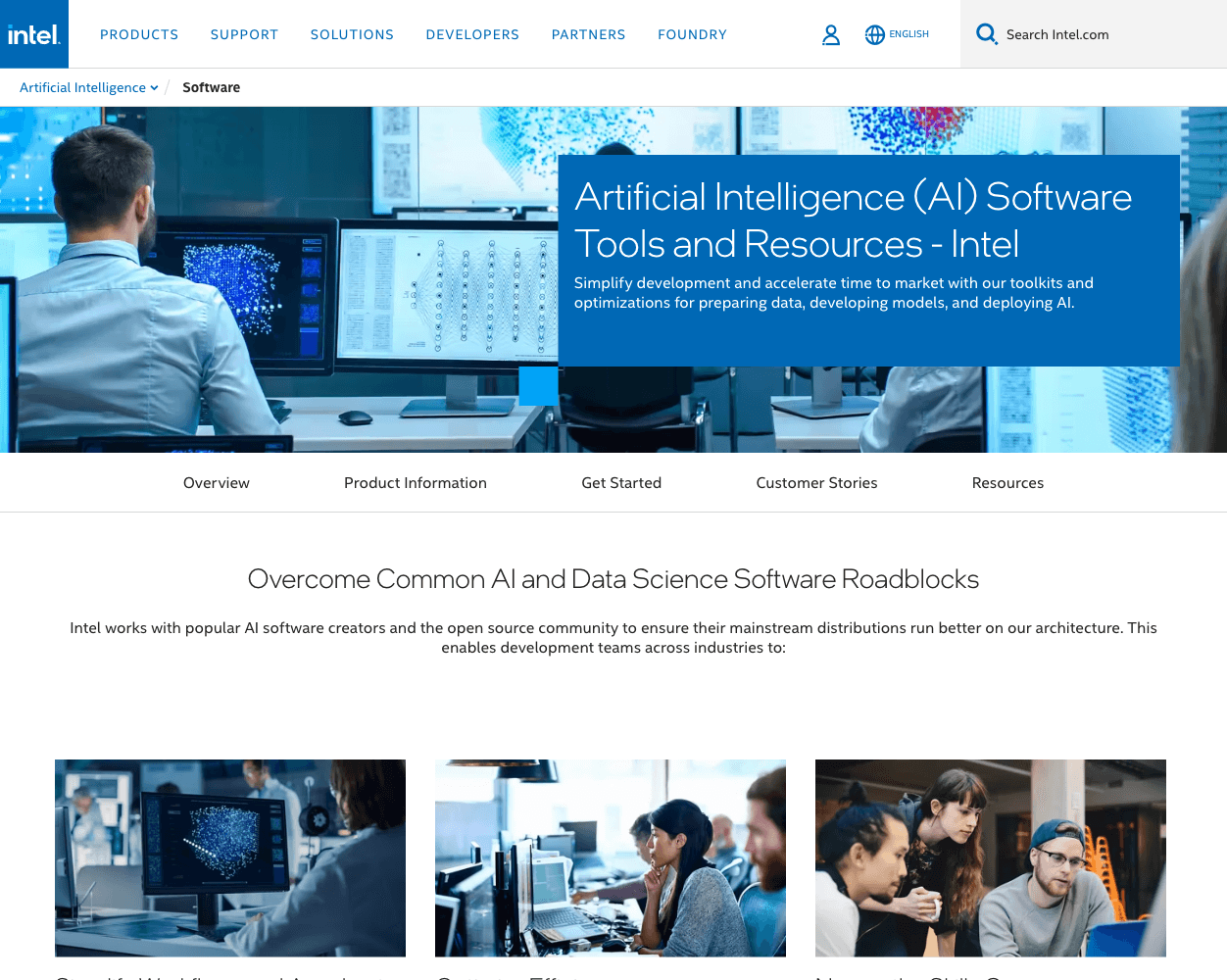 Screenshot of Intel AI Website