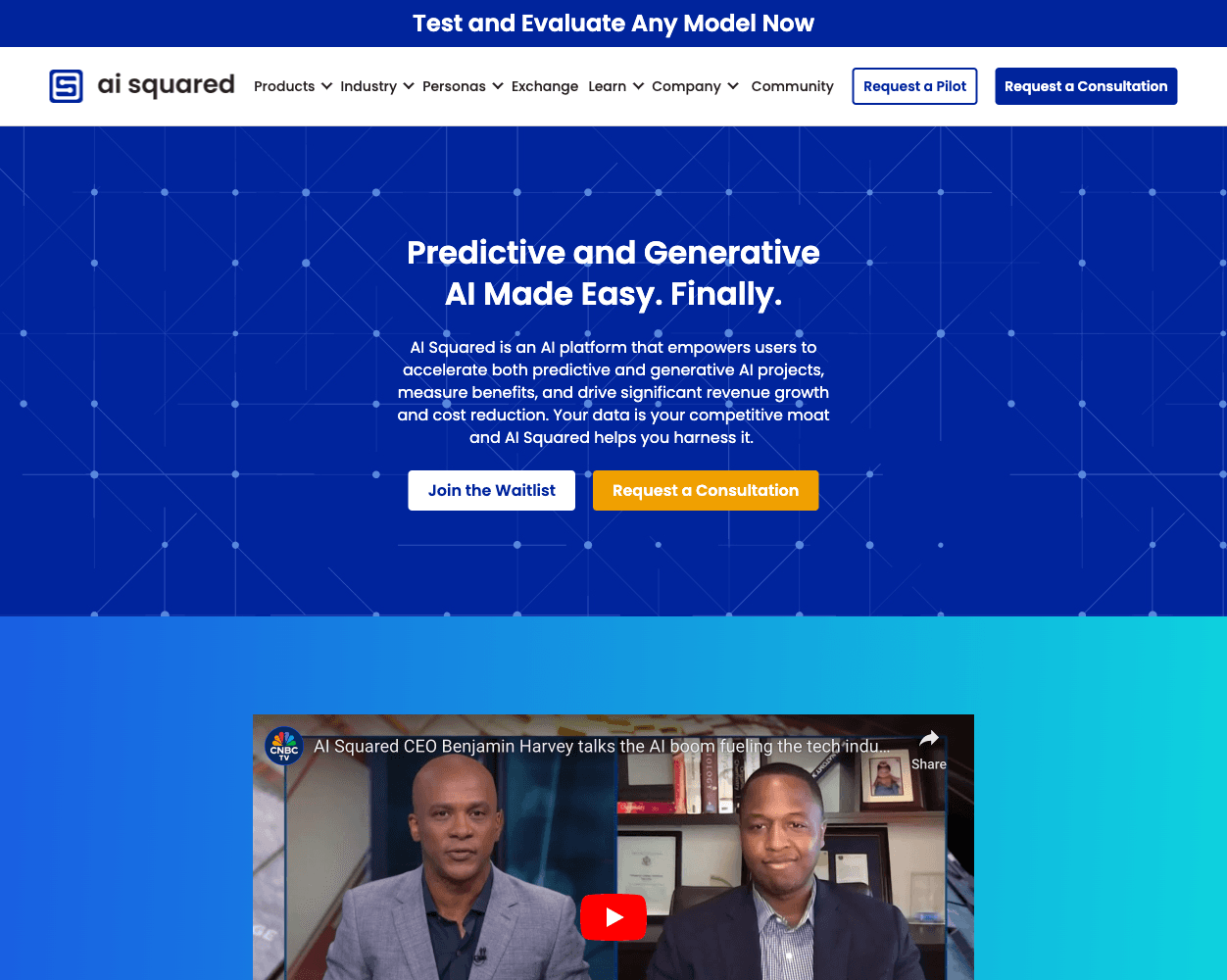 Screenshot of AI Squared Website