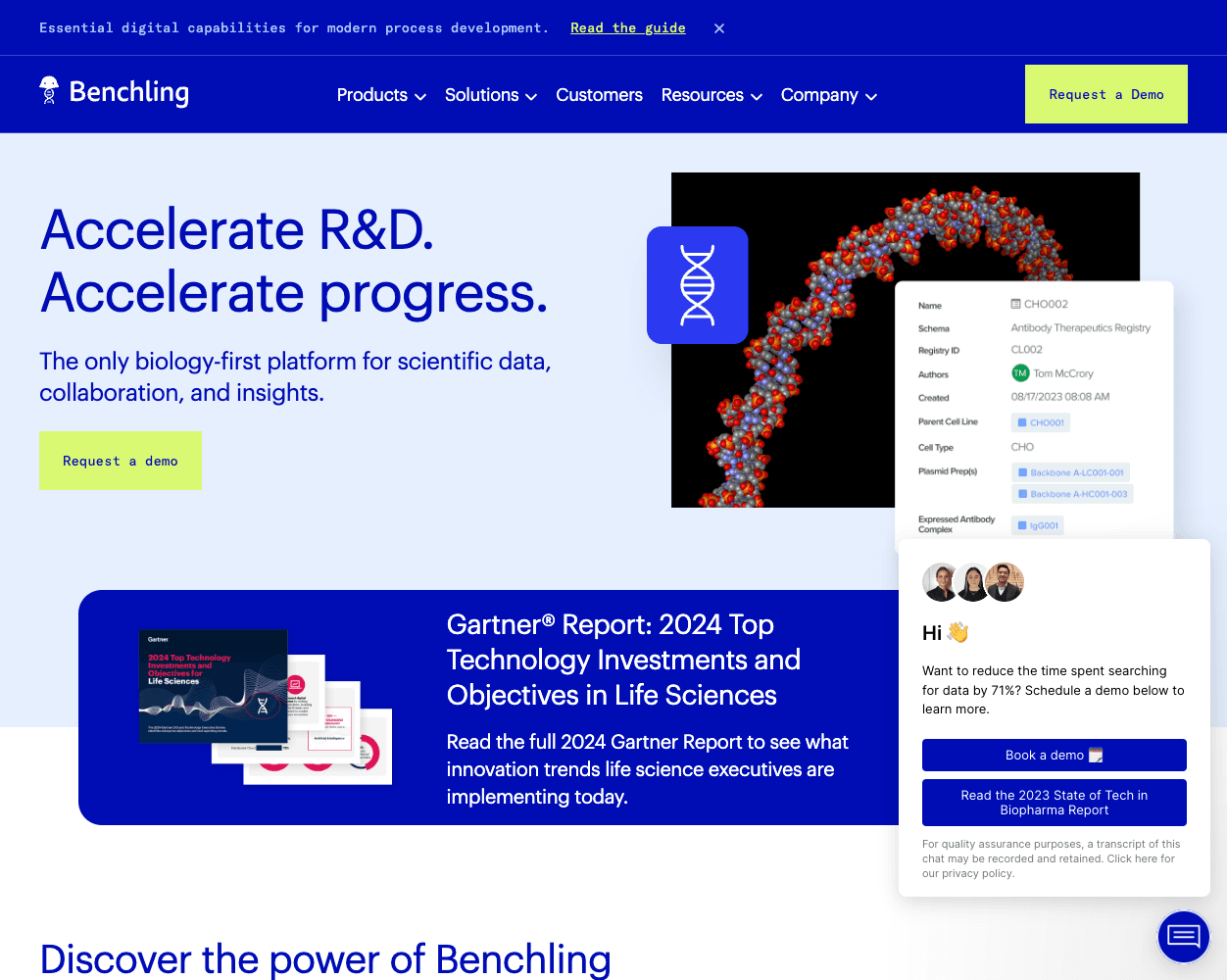 Screenshot of Benchling Website