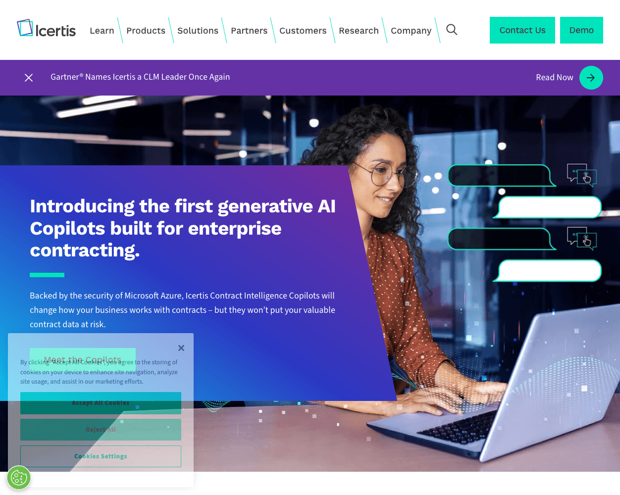 Screenshot of icertis Website