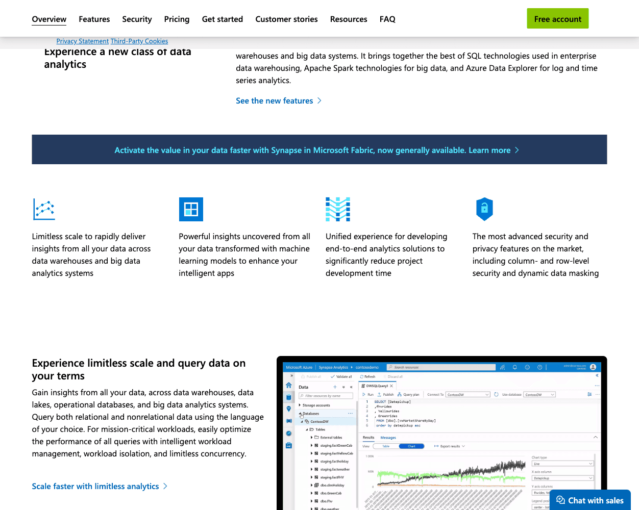 Screenshot of Azure Synapse Analytics Website