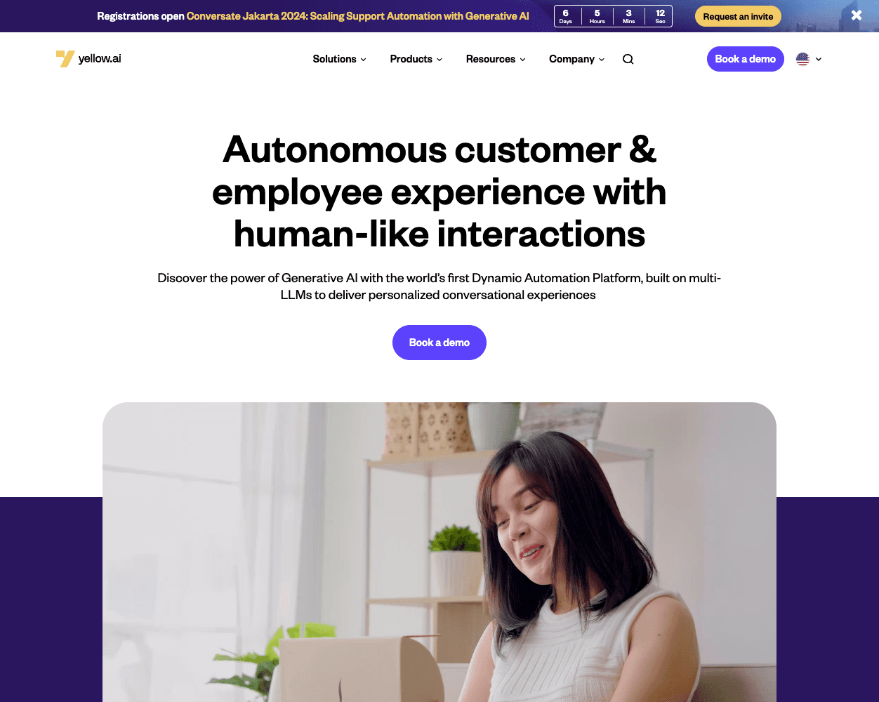 Screenshot of Yellow.ai Website