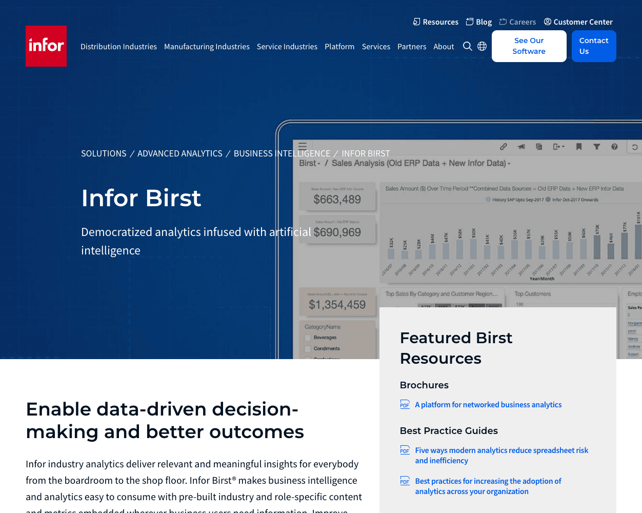 Screenshot of InforBirst Website