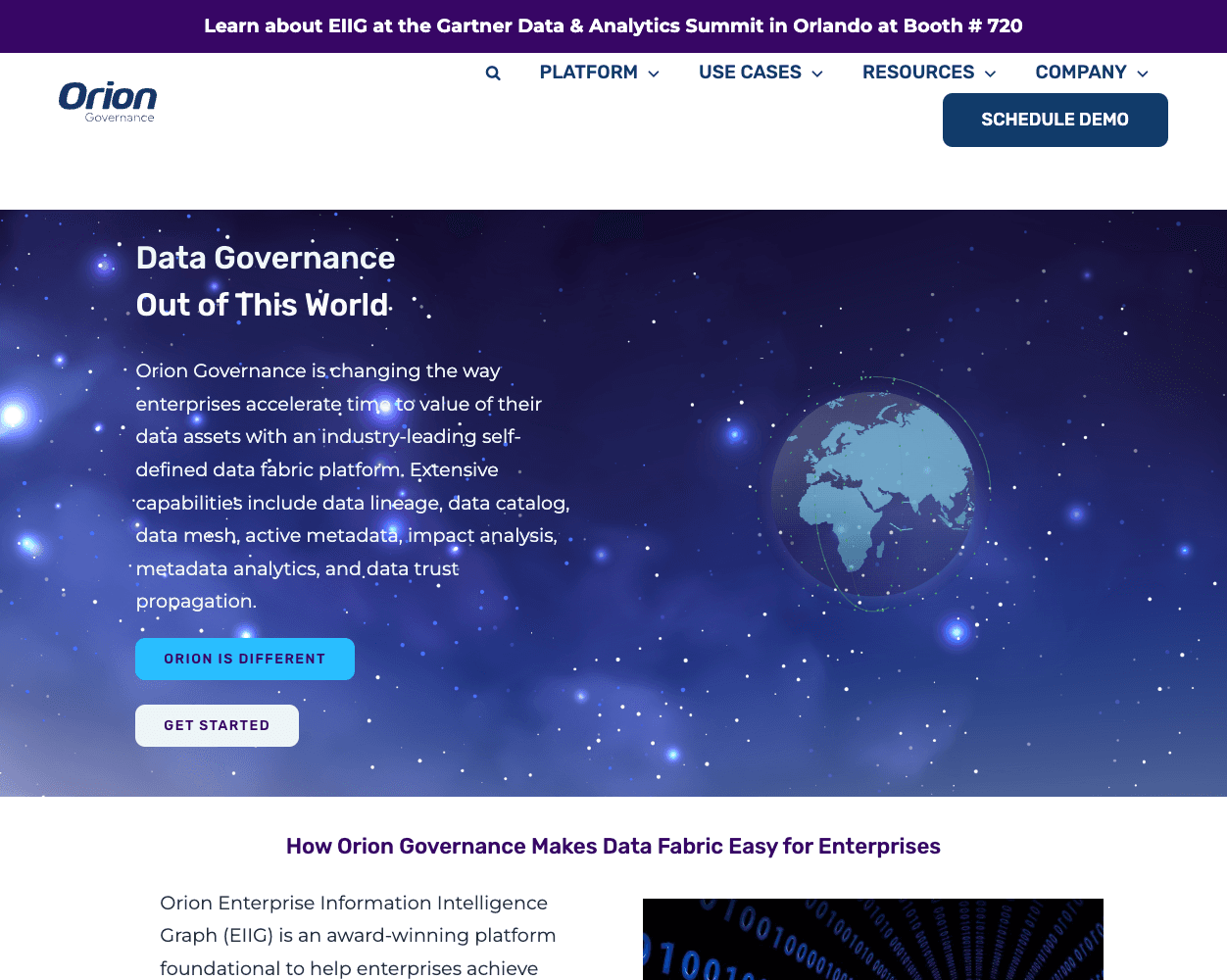 Screenshot of Orion Website