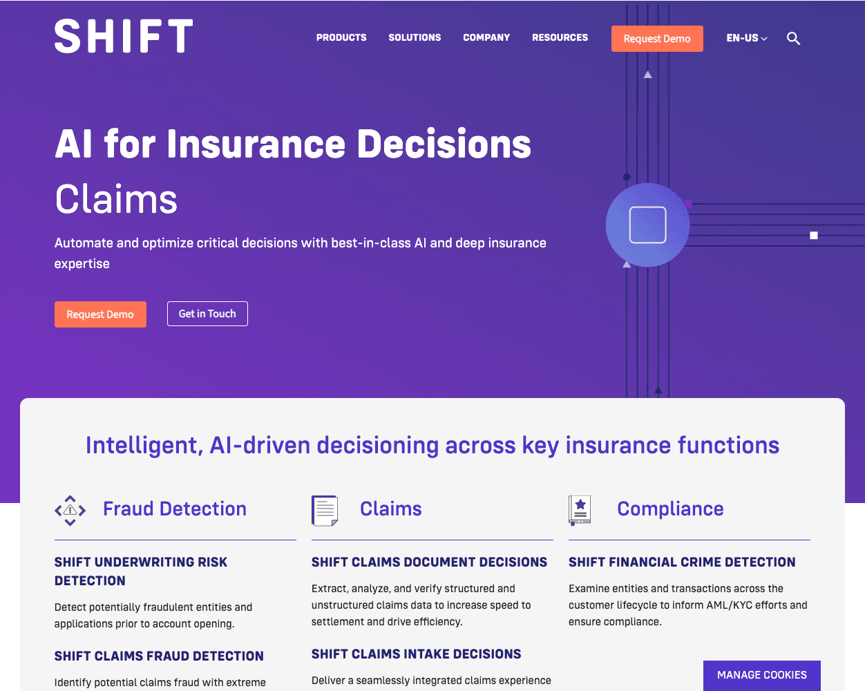 Screenshot of Shift Technology Website