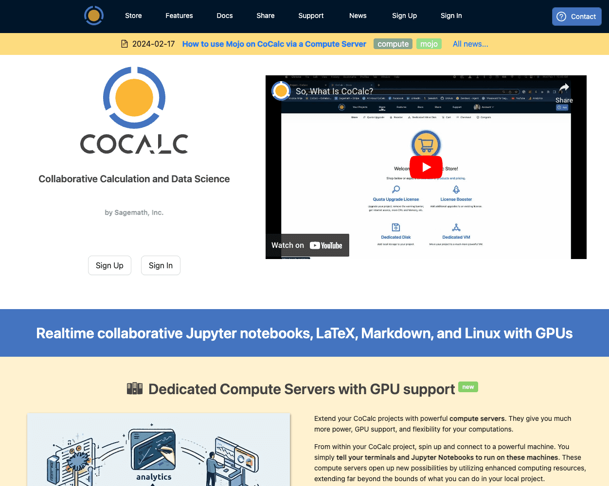 Screenshot of Cocalc Website