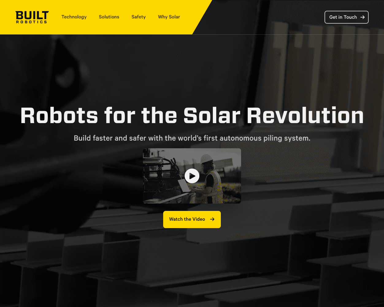 Screenshot of Built Robotics Website