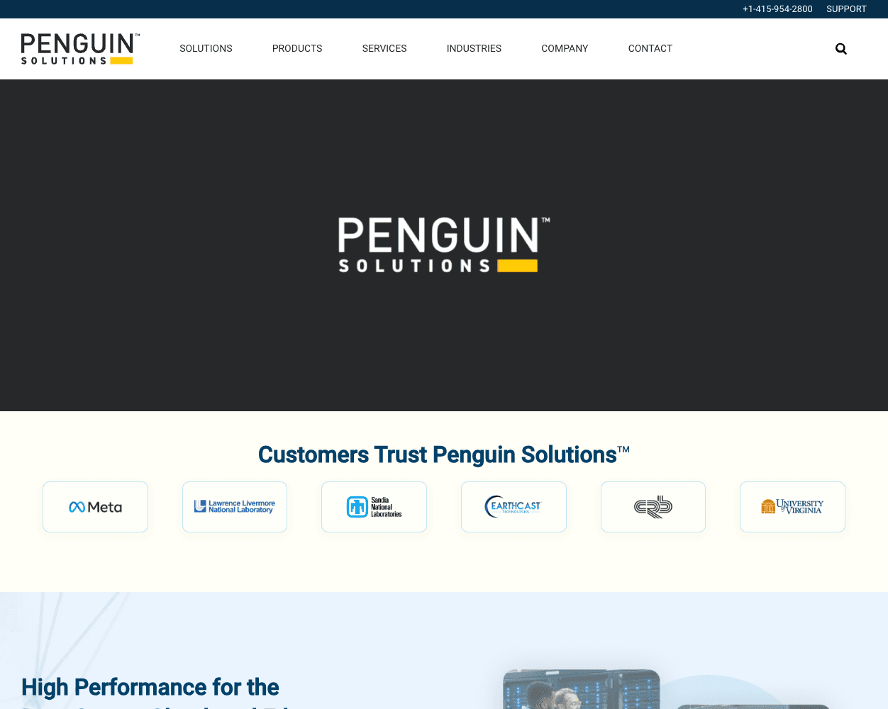 Screenshot of Penguin Solutions Website