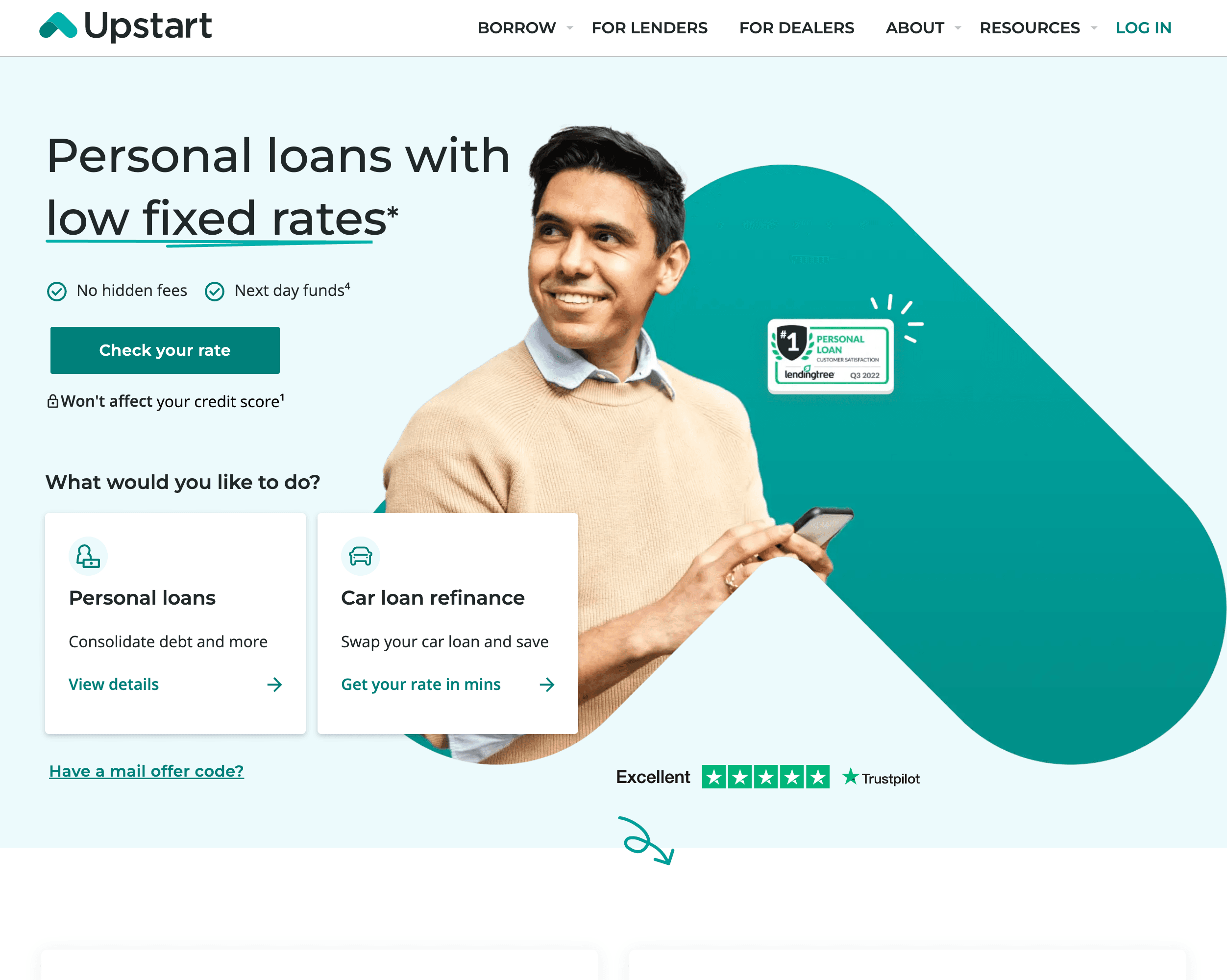 Screenshot of Upstart Website