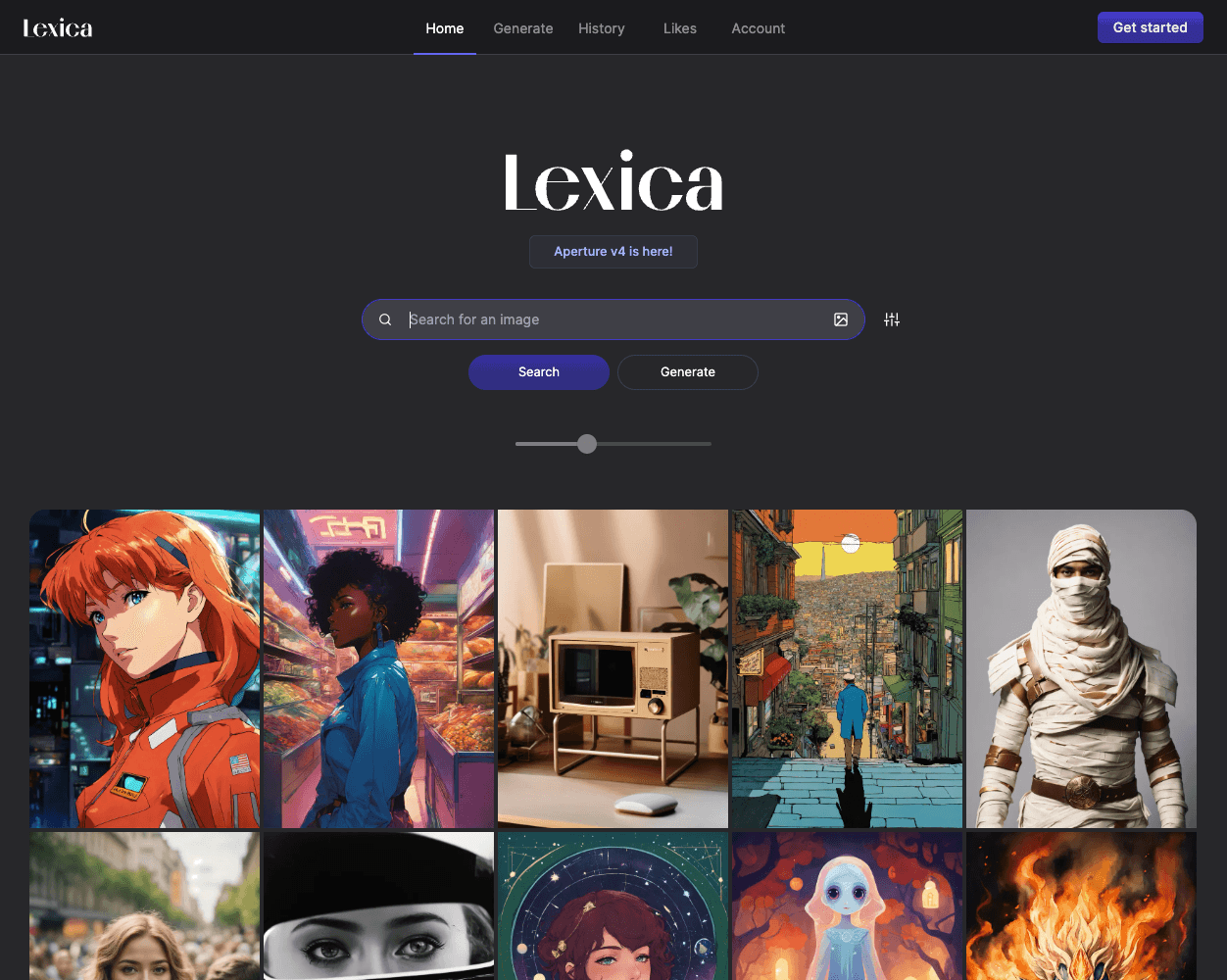 Screenshot of Lexica Website